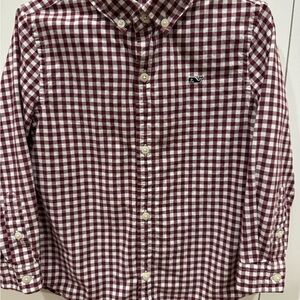 Vineyard Vines Kids Maroon and White Checkered Shirt